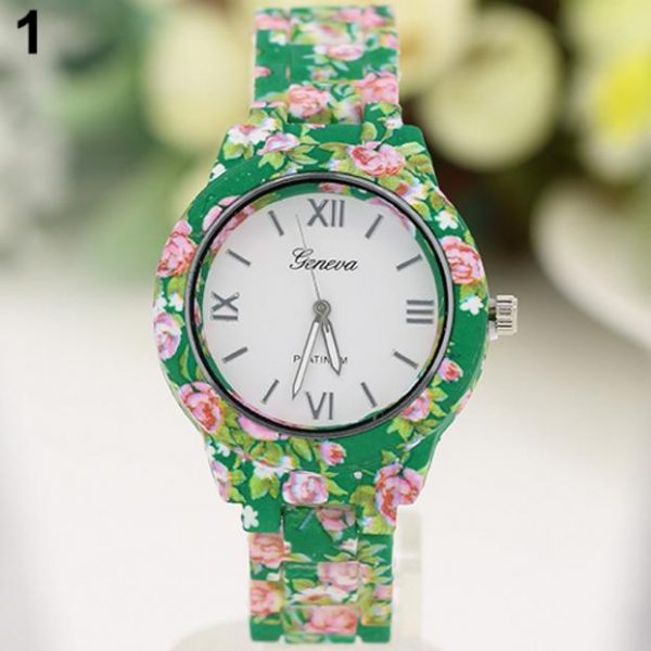 Часы Женева с керамическим зеленым браслетом